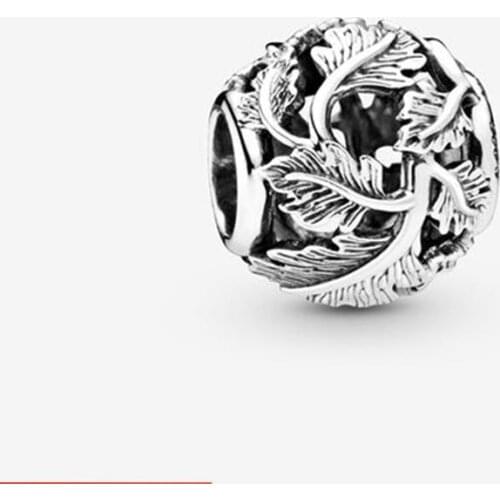 Volayer 925 Sterling Silver Beads Openwork Leaves Charms fit Original Pandora Bracelets Women DIY Jewelry