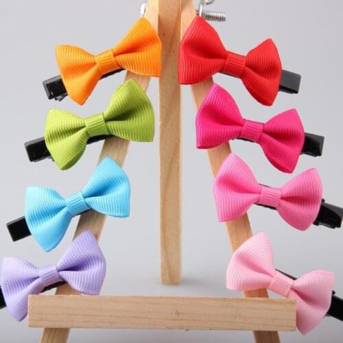 10pcs Fashion Cheering Candy Barrettes Kids Bowknots Solid Ribbon Hair Clip Bows Girls Women Hairpins Accessories