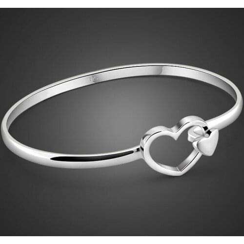 Solid 925 Sterling Silver Bracelet Fashion Love Branches Bangles for Women Accessories Silver Color Valentines Day