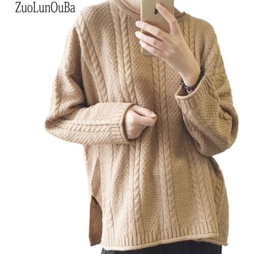 Zuolunouba 2018 Autumn Fashion Commuting Korean Version Of Lazy Wind Harajuku Loose Long-sleeved Women Knitted Sweaters