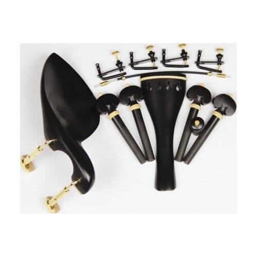1 Set New Ebony Wood 4/4 Violin Violino Accessories Chin Rest Golden Clamp Installed Tailpiece Endpin