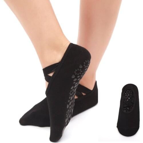 1Pair Women Bandage Cotton Socks Slippers Barre Socks Sokken Non-Slip Skid Pilates Ballet Socks