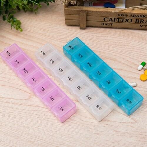 1PCS 3 Colors 7 Days Weekly Tablet Pill Medicine Box Holder Storage Organizer Container Case Pill Box Splitters