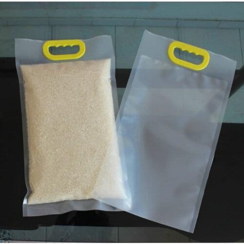 10pcs Transparent 5kg rice packaging bag with portable buckle nylon vacuum bags