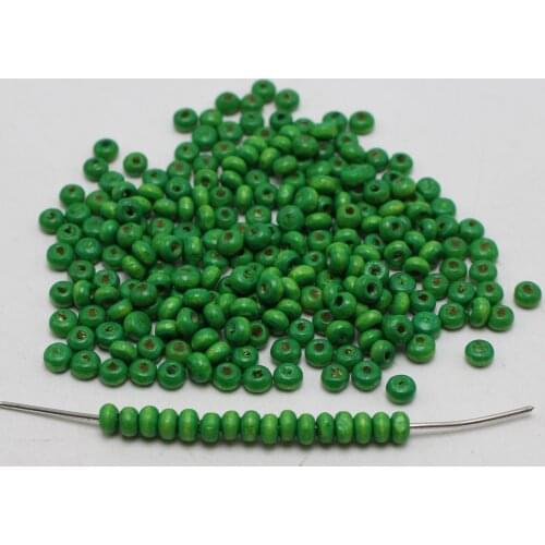 1000 Green 4mm Round Wood Seed Beads~Wooden Spacer Beads