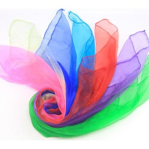 12Pcs Chiffon Candy Color Square Artificial Silk Dance Scarves Magic Juggling Props Clothes matching accessories