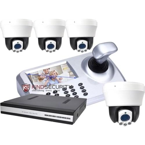 5inch LCD IP PTZ Keyboard control with 4pcs 4MP IP High Speed Dome Camera with 4ch NVR camera kits