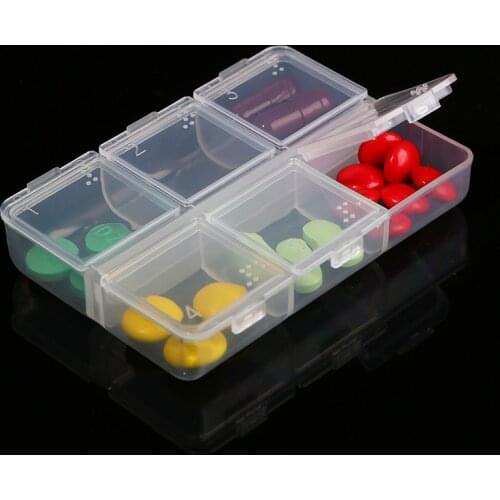 6 Grids Mini Plastic Pill Medicine Boxes Holder Transparent Storage Case Portable Waterproof Small Organizer Container