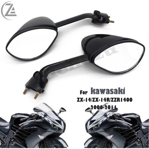ACZ 1 Pair Black Motorcycle Rearview Mirrors Racing Rear Side Mirror for Kawasaki ZX 14R ZZR 1400 ZX14R ZZR1400 2006-2010