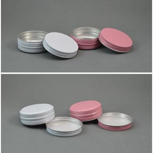 60g Aluminum Cosmetic Jar Container Pink / White Screw Thread 100pcs/lot 60ml Makeup Container Factory Wholesale wholesale