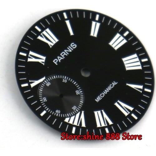 38.9mm black dial fit 6497 movement Watch Case Luminous marks