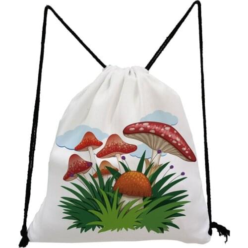 Mushroom Clouds Printed Childrens Backpack Fashion Unisex Drawstring Bag Large Capacity Shoe Bag to School Portable Storage Bag