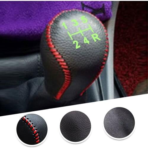 For Citroen C4L 13-16 c-elysee 14-18 Sega 12-16 C3-XR 15-18 MT Leather Hand Brake Shift Knob Cover Car Decor Shift Knob Shell