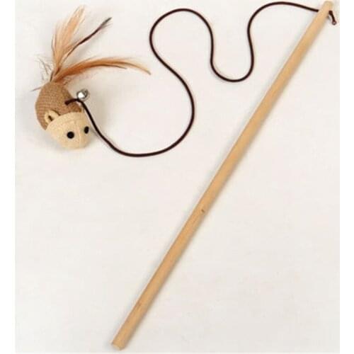 Yooap 2019 Pet Cat Toys with Bell Stick Wooden Kitten Feather Teaser Wand Interactive Toy(Mouse) Cat Plush As Seen on TV Cat Toy