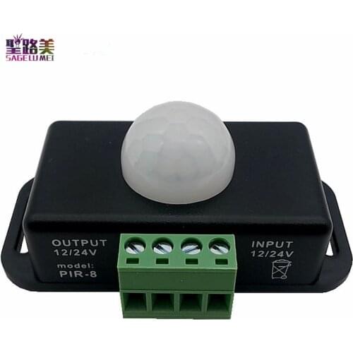 Best price 1pcs DC12V-24V 8A Body Infrared PIR Motion Sensor Switch For 5050 3528 5630 3014 LED Light Strip Automatic led dimmer