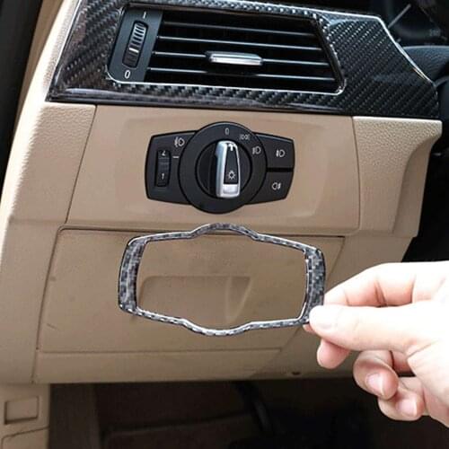 Auzan Carbon Fiber Headlight Switch Buttons Cover Trim for BMW 3 series E90 E92 E93 2008-2012