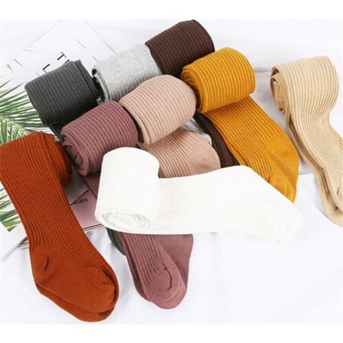 2019 Fashion Autumn Winter Tights Baby Toddler Solid Candy Color Tight Kid Girl Ribbed Stockings Cotton Warm Pantyhose 0-4Years
