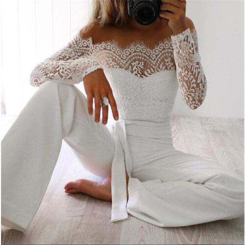 Super Fashion Spring Summer Jumpsuits Women High Quality Lace Patchwork Embroidery Sexy Party Jumpsuit Rompers Ladies Bodysuits