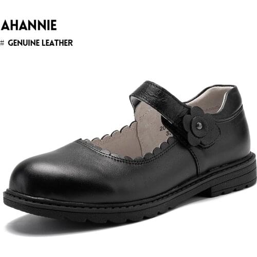 Ahannie Girls Leather School Uniform Mary Jane Flat Wedding Party Princess Black Dress Shoe Kids Uniform & School Shoes