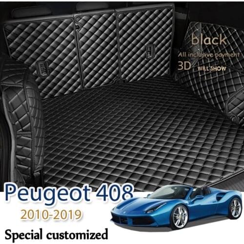 The Trunk Cargo Leather Liner Car Boot Liner Cargo Compartment Floor Carpet Mud Kick For Peugeot 408 2010-2019