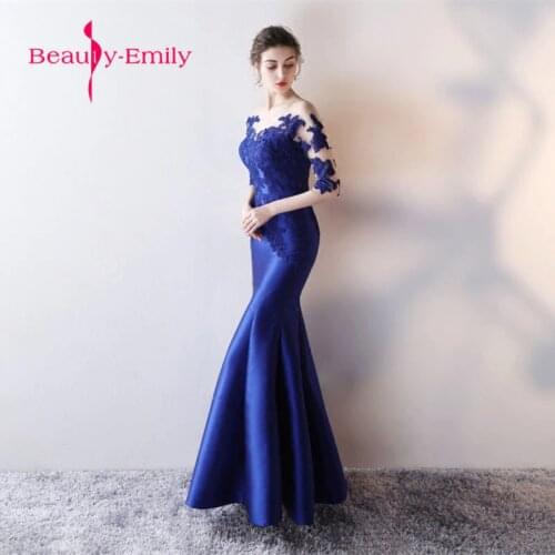 Lace Long royal blue Prom Dress Vestido de Festa Floor Length Party Gown Evening Dress Mermaid Prom Dresses