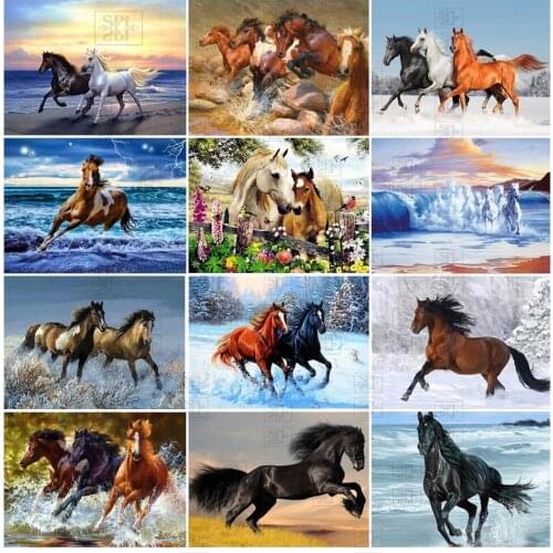5D Diy Animal Diamond Painting Horse Rhinestone Picture Cross Stitch Kit Full Square Round Drill Mosaic Diamond Embroidery Gift