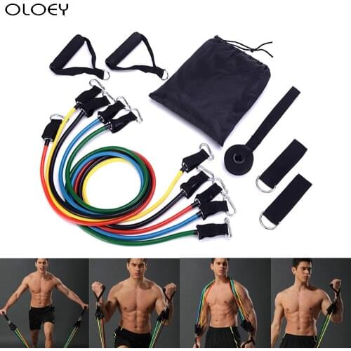 Yoga Resistance Bands Set Exercise Bands With Door Anchor Ankle Straps For Resistance Training Physical Therapy Home Workouts