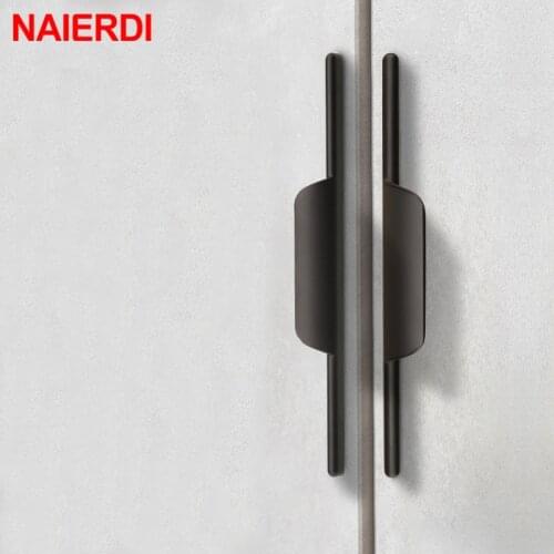 NAIERDI Matte Black Zinc Alloy Cabinet Handles Kitchen Pulls Drawer Knobs American Style Furniture Handle Door Hardware