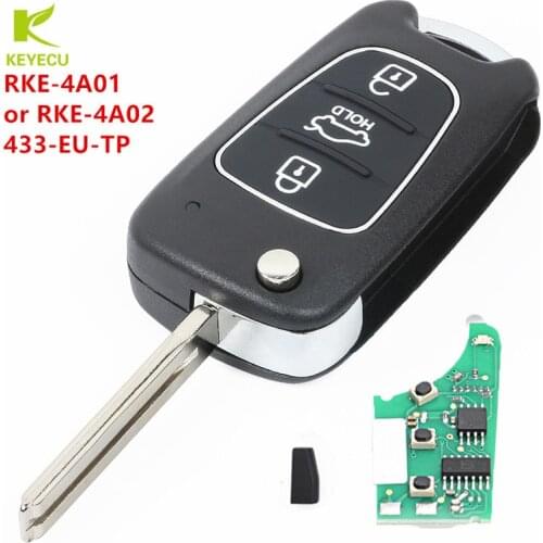 KEYECU Relacement New Upgraded Flip Folding Remote Key Fob 433MHz ID46 for Hyundai I10 I20 I30 I40 I35 IX35 RKE-4A02