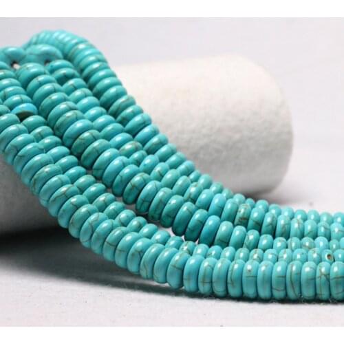 Wholesale Dia 5-16mm Flat Blue Turquoises Spacer Beads Natural Stone Bracelet Rondelle Beads For DIY Jewelry Making Accessory