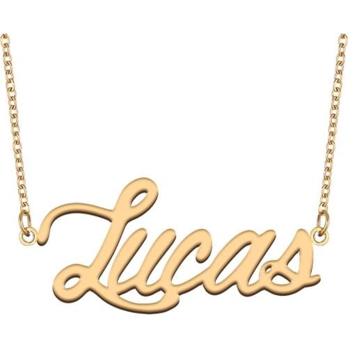 Lucas Name Necklace for Women Stainless Steel Jewelry 18k Gold Plated Nameplate Pendant Femme Mother Girlfriend Gift