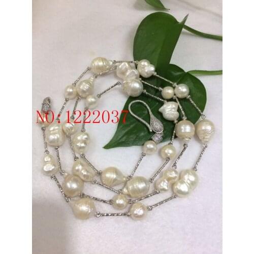NEW 12-16MM large irregular shaped baroque pearl necklace long 40inches Long sweater chain