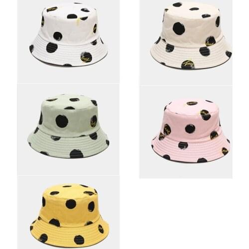 Summer Bucket Hats Women Mens Panama Hat Dot Print Fishing Hat Fisherman Cap For Women Men Boys Girls Bob Femme Gorro 2021