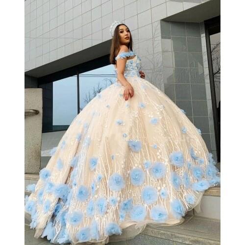 Champagne Blue vestidos de xv años Quinceanera Dresses Appliqued credibilidad en Venta de Vestidos de Quinceaneras Sweet 16 Gown