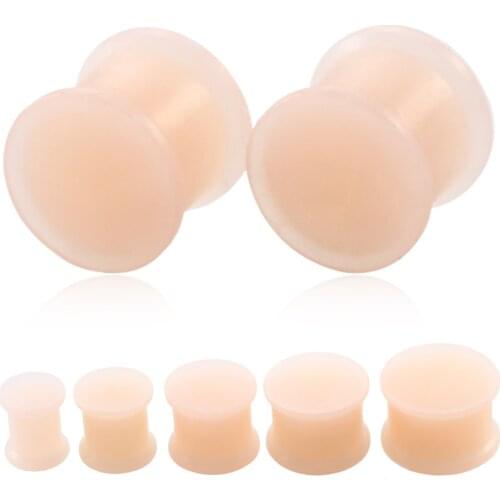 2PCS Skin Silicone Ear Plugs Tunnels Piercings Flexible Earring Gauges Ear Stretchers Silicone Tunnels Expanders Body Jewelry