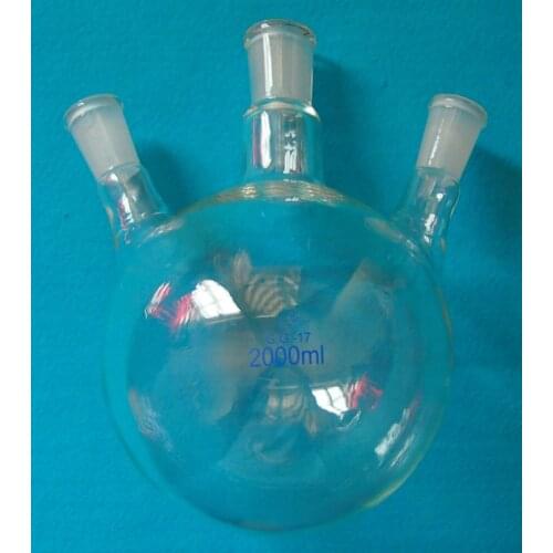 2000ml,24/40,3-neck,Round Bottom Glass Flask,Three necks,2 Litre,Lab Chemistry Boiling Bottle