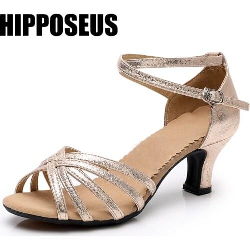 Dance Shoes Latin Modern Salsa Tango Ballroom Satin/PU Rubber/Soft Sole 3.5/5.5cm High Heels Dancing Shoes for Girls Women