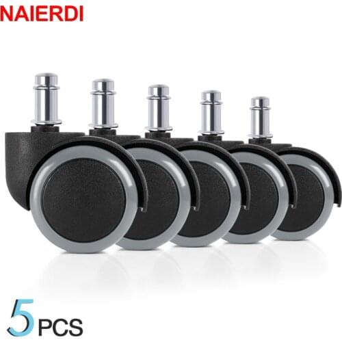 5PCS NAIERDI Universal Mute Caster 50KG Wheel 2" Replacement Office Chair Swivel Rollers 360 Degree Wheels Furniture Hardware