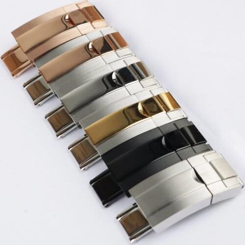 16mm x 9mm Top Quality Stainless Steel Watch Band Deployment Clasp For Rolex Bracelet Rubber Leather Oyster 116500