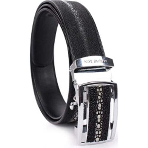 Yuanhui new arrival Thailand Pearl fish skin men belt Automatic buckle business male stingray leather male belt