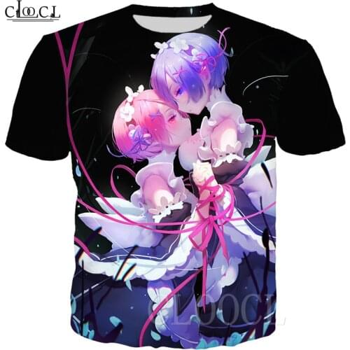 Funny T-shirt Men Women Anime Cute Lolita Re: Zero Rem Ram 3D Print Otaku Loli T Shirt Casual Harajuku Street Style Fashion Tops