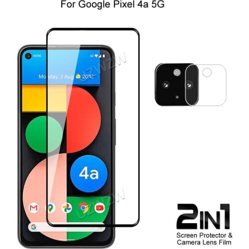 For Google Pixel 4a ( 5G ) Front Screen Protector Protective Tempered Glass & Camera Lens Film
