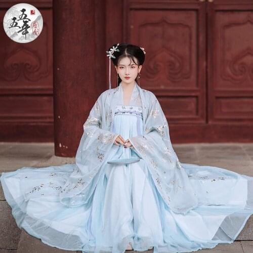 Hanfu Female Xiyue Breasted Chest Full-sleeved Skirt Large-sleeved Shirt Bronzing Six-meter Pendulum Daily Four-piece Set