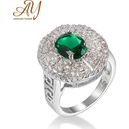Anillos Yuzuk Emerald Luxury Female Zircon Stone Finger Ring 925 Sterling Silver Women Jewelry Prom Wedding Engagement Rings