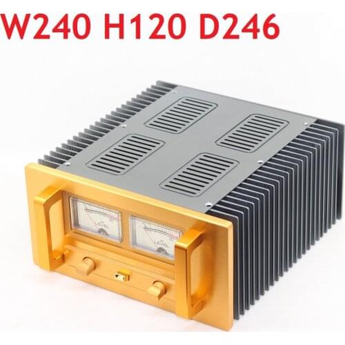 Size (mm) : W240 H120 L246 Design BZ-A15 With Level Meter Head Of The Small Class A Amplifier Chassis Gold Panel DIY Case