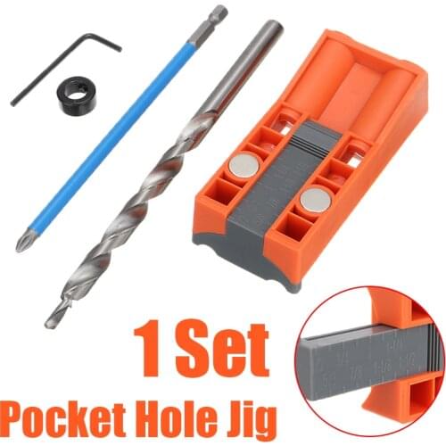 Woodworking Locator Drill Guide Set Pocket Hole Screw Jig Drill Guide Puncher Inclined Hole Locator Joint Tools Fitting Hardware