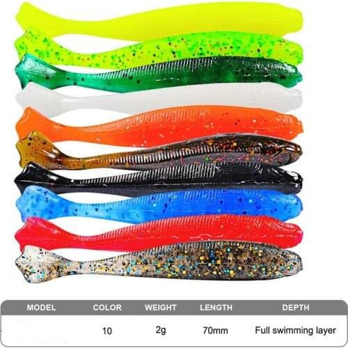 10pcs/lot 7cm 2g Wobblers Soft Bait Silicone Fishing Lure Artificial Carp Fishing Tackle Swimbaits Peche