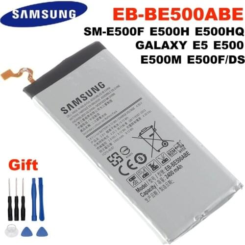 100% Original Battery EB-BE500ABE For Samsung Galaxy E5 E500 SM-E500F E500H E500HQ E500M E500F/DS 2400mAh Mobile Phone Batteria