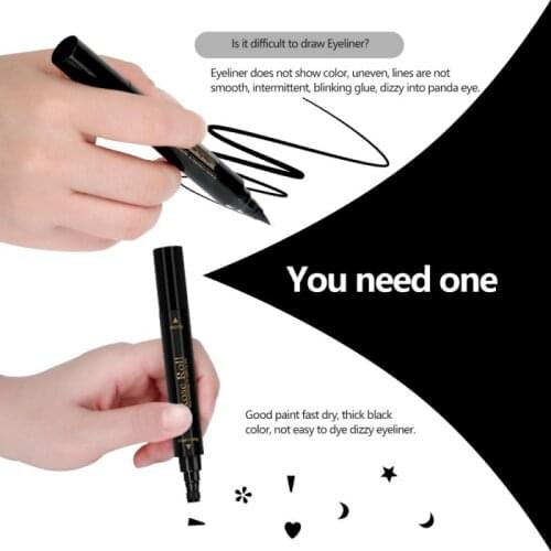 2 In1 Eyeliner Stamp Starry Sky Snow Liquid Eyeliner Pencil Stamp Triangle Seal Eyeliner Waterproof Quick Dry Cosmetics TSLM1