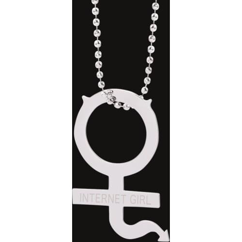 2021 Internet Girl She Devil Necklace Female Symbol Stainless Steel Gothic Girls IGIRL Necklaces Punk Hip Hop Jewelry